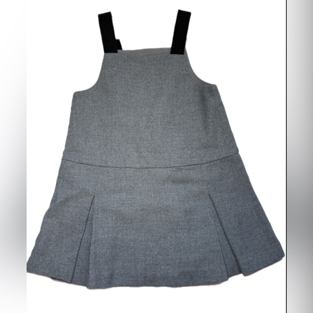 Zara Girls Gray Jumper Dress with Black Straps & Bow Details – Size 3Y (98 cm) - Picture 3 of 4